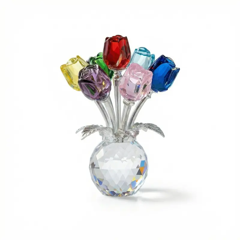 Colorful Crystal Flower Figurine