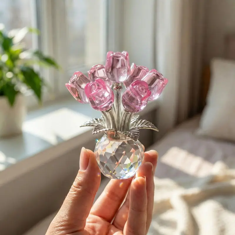 Colorful Crystal Flower Figurine