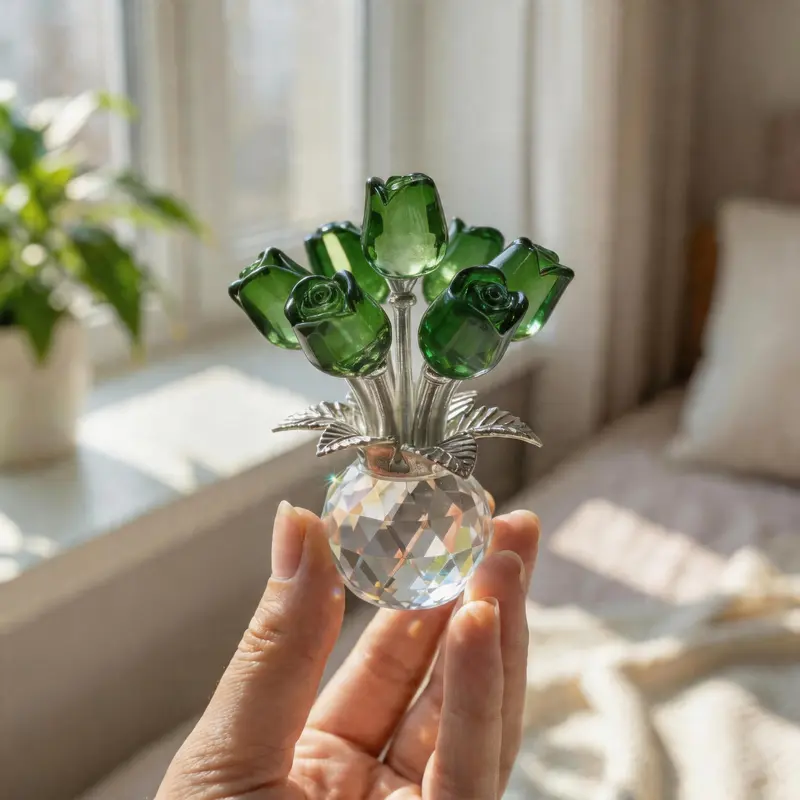 Colorful Crystal Flower Figurine